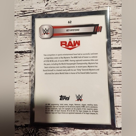 2025 Topps Chrome WWE Steel Cage Refractor /37 REY MYSTERIO No. 62 - Picture 2 of 3
